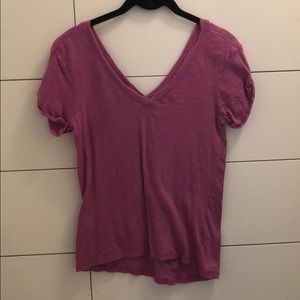 two tee shirts one purple one heathers blue w red